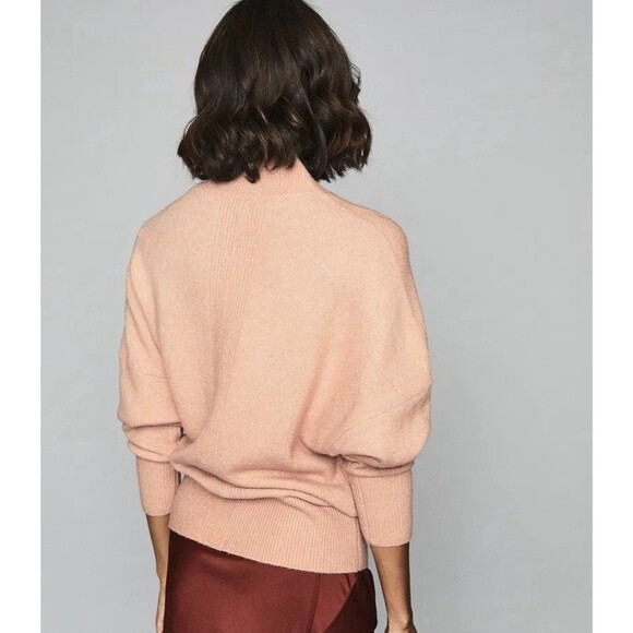 Reiss Women’s Sam Roll Neck Jumper Sweater Large Pink Nude Peach Wool Blend - Picture 2 of 10